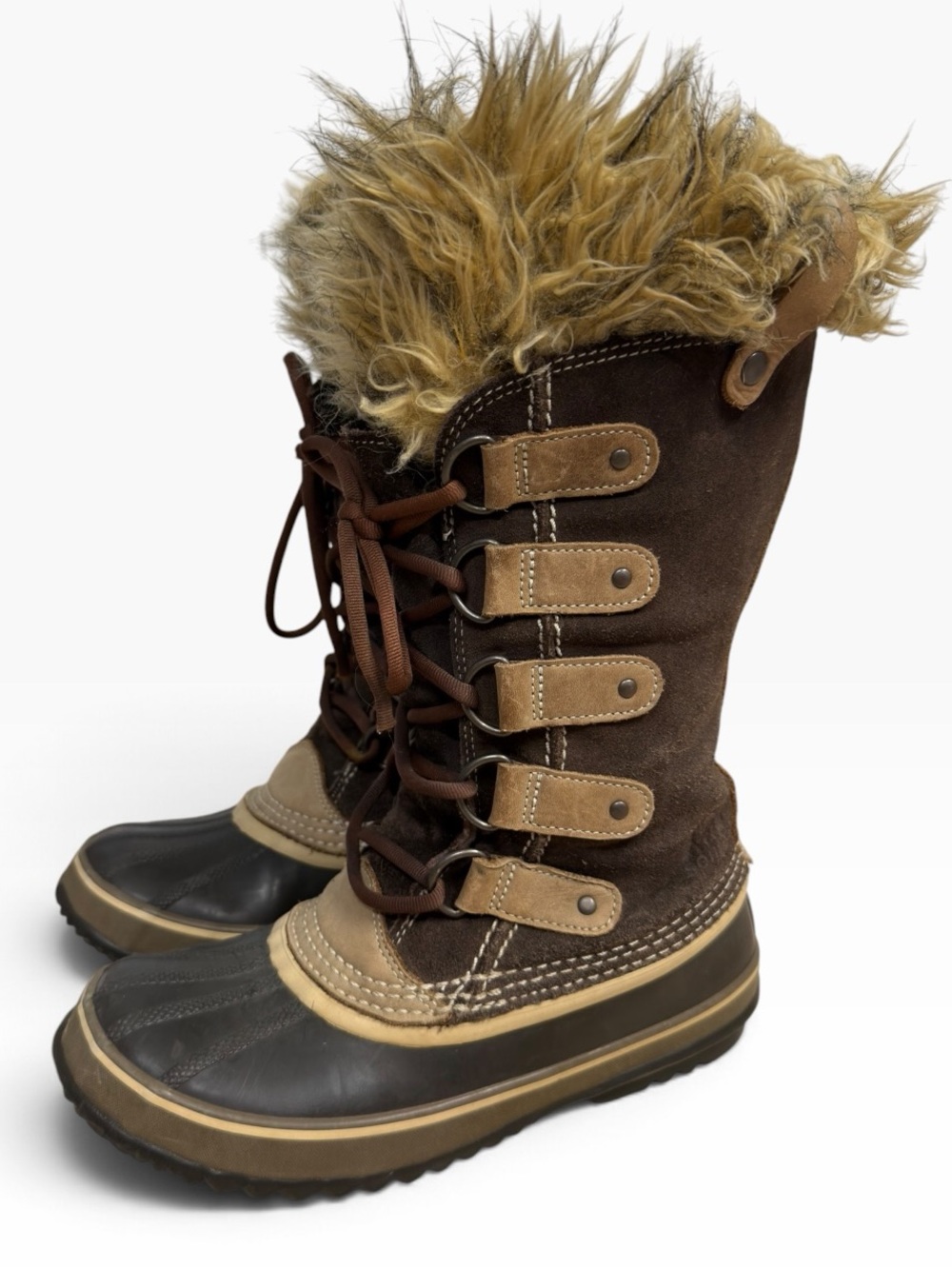 Sorel Joan of Arctic Women’s Size 7 Brown Suede Faux Fur Waterproof Winter Boots